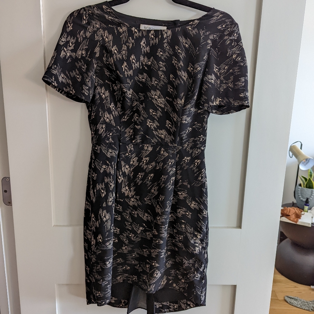 BCBG printed black mini dress